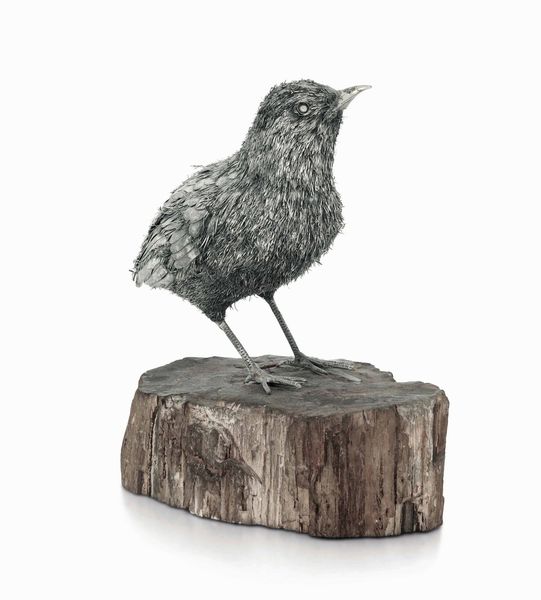 Quaglia. Argento su base in legno fossile. Argenteria artistica italiana del XX-XXI secolo. Firma Mario Buccellati su etichetta a scudo in argento  - Asta Argenti del XX secolo - Associazione Nazionale - Case d'Asta italiane