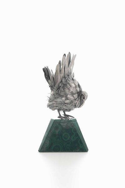 Tacchino. Argento su base in malachite. Argenteria artistica italiana del XX-XXI secolo. Firma Mario Buccellati su etichetta a scudo in argento  - Asta Argenti del XX secolo - Associazione Nazionale - Case d'Asta italiane