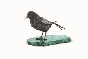 Volatile. Argento su base in malachite. Argenteria artistica italiana del XX-XXI secolo. Firma Mario Buccellati su etichetta a scudo in argento  - Asta Argenti del XX secolo - Associazione Nazionale - Case d'Asta italiane