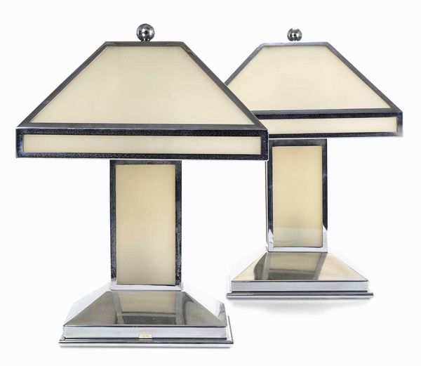 ,Cesare Rovatti : Coppia di lampade in metallo e plexiglass  - Asta Dimore italiane  - Associazione Nazionale - Case d'Asta italiane