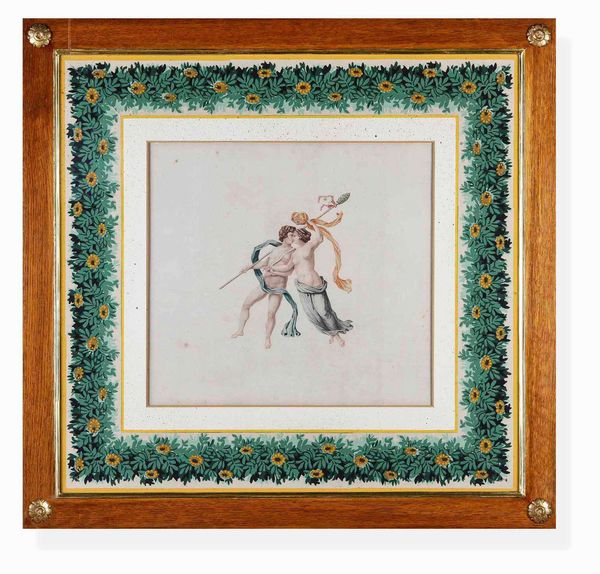 Lotto di sei incisioni acquerellate. XIX secolo, probabile scuola di Raffaele Giovine  - Asta Dimore italiane  - Associazione Nazionale - Case d'Asta italiane