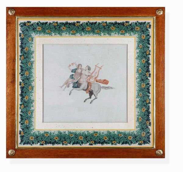 Lotto di sei incisioni acquerellate. XIX secolo, probabile scuola di Raffaele Giovine  - Asta Dimore italiane  - Associazione Nazionale - Case d'Asta italiane