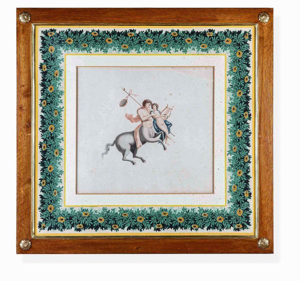 Lotto di sei incisioni acquerellate. XIX secolo, probabile scuola di Raffaele Giovine  - Asta Dimore italiane  - Associazione Nazionale - Case d'Asta italiane