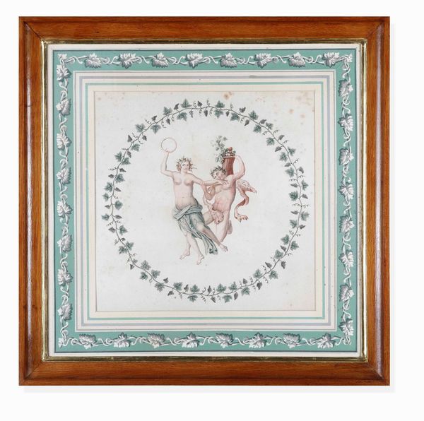 Lotto di cinque incisioni acquerellate. XIX secolo, probabile scuola di Raffaele Giovine  - Asta Dimore italiane  - Associazione Nazionale - Case d'Asta italiane