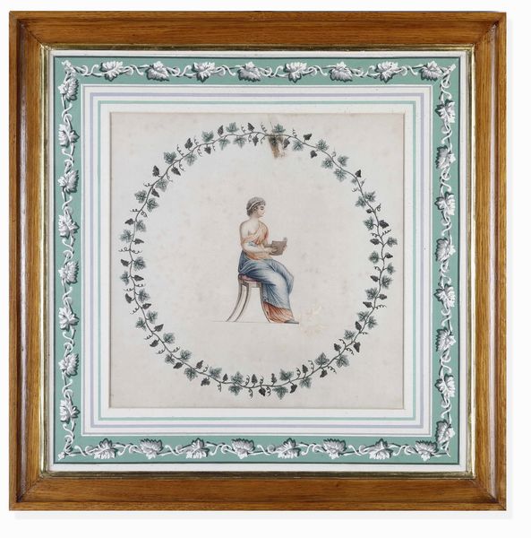 Lotto di cinque incisioni acquerellate. XIX secolo, probabile scuola di Raffaele Giovine  - Asta Dimore italiane  - Associazione Nazionale - Case d'Asta italiane