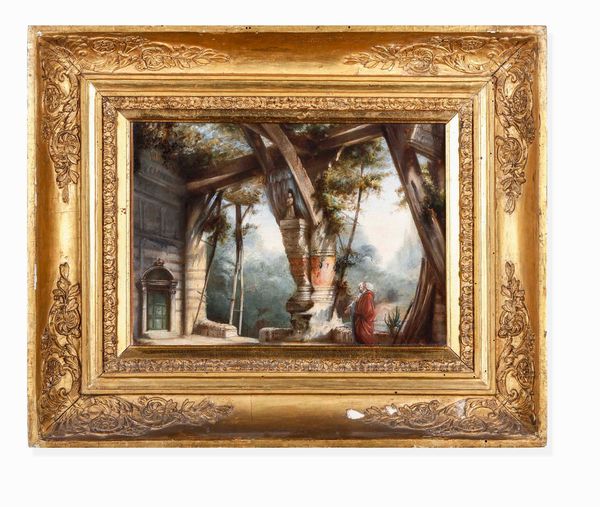 Artista del XIX secolo Paesaggio con figure  - Asta Dimore italiane  - Associazione Nazionale - Case d'Asta italiane