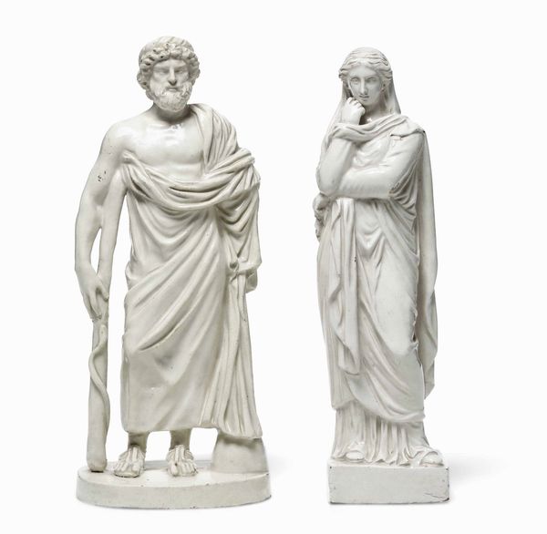 Due figurine di divinit classiche<BR>Napoli, probabilmente Manifattura Giustiniani, 1829-1836 circa  - Asta Dimore italiane  - Associazione Nazionale - Case d'Asta italiane