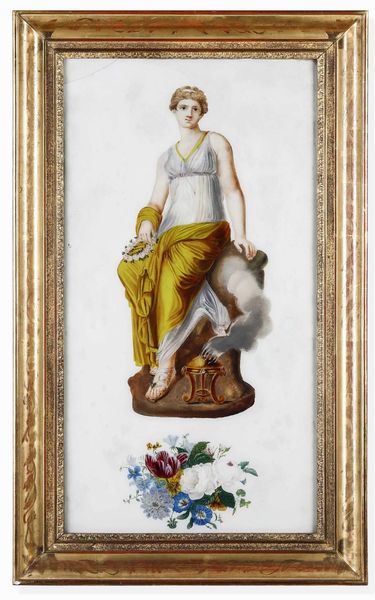 Coppia di dipinti sotto vetro raffiguranti muse e bouquet di fiori, XIX secolo  - Asta Dimore italiane  - Associazione Nazionale - Case d'Asta italiane