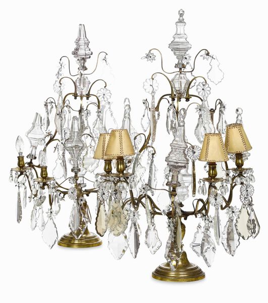 Coppia di girandolles in metallo dorato. Francia, XIX secolo  - Asta Dimore italiane  - Associazione Nazionale - Case d'Asta italiane