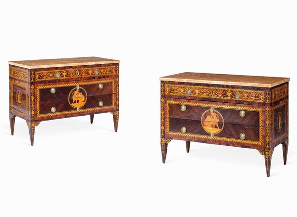 Coppia di cassettoni Luigi XVI, alla maniera di Maggiolini, Lombardia, fine XVIII secolo  - Asta Dimore italiane  - Associazione Nazionale - Case d'Asta italiane