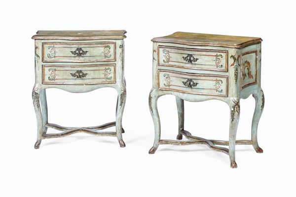 Coppia di comodini in legno laccato, XIX secolo  - Asta Dimore italiane  - Associazione Nazionale - Case d'Asta italiane