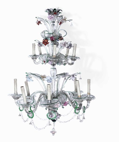 Lampadario in vetro di Murano. XIX-XX secolo  - Asta Dimore italiane  - Associazione Nazionale - Case d'Asta italiane