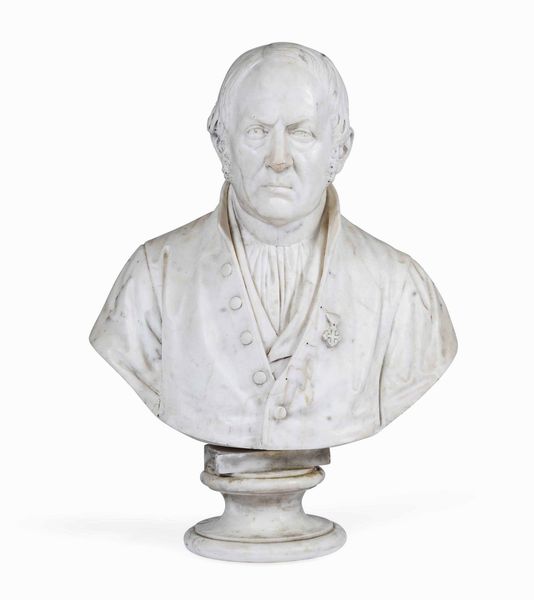 Busto virile. Marmo bianco. Scultore del XIX secolo  - Asta Dimore italiane  - Associazione Nazionale - Case d'Asta italiane