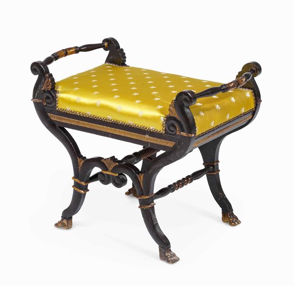 Faldistorio in legno intagliato ed ebanizzato, in stile Carlo X  - Asta Dimore italiane  - Associazione Nazionale - Case d'Asta italiane