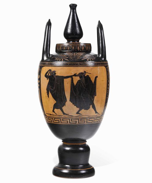 Grande vaso con coperchio.<BR>Napoli, Manifattura Giustiniani, secondo quarto del XIX secolo  - Asta Dimore italiane  - Associazione Nazionale - Case d'Asta italiane