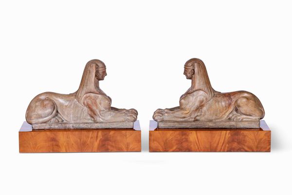 Coppia di sfingi in terracotta. Napoli, XX secolo  - Asta Dimore italiane  - Associazione Nazionale - Case d'Asta italiane