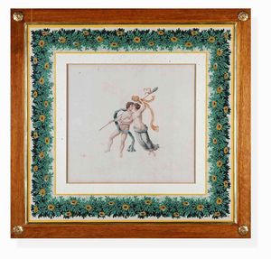 Lotto di sei incisioni acquerellate. XIX secolo, probabile scuola di Raffaele Giovine  - Asta Dimore italiane  - Associazione Nazionale - Case d'Asta italiane