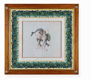 Lotto di sei incisioni acquerellate. XIX secolo, probabile scuola di Raffaele Giovine  - Asta Dimore italiane  - Associazione Nazionale - Case d'Asta italiane