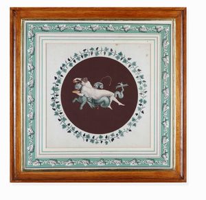 Lotto di cinque incisioni acquerellate. XIX secolo, probabile scuola di Raffaele Giovine  - Asta Dimore italiane  - Associazione Nazionale - Case d'Asta italiane