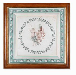 Lotto di cinque incisioni acquerellate. XIX secolo, probabile scuola di Raffaele Giovine  - Asta Dimore italiane  - Associazione Nazionale - Case d'Asta italiane