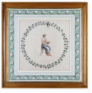 Lotto di cinque incisioni acquerellate. XIX secolo, probabile scuola di Raffaele Giovine  - Asta Dimore italiane  - Associazione Nazionale - Case d'Asta italiane