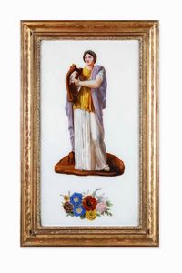 Coppia di dipinti sotto vetro raffiguranti muse e bouquet di fiori, XIX secolo  - Asta Dimore italiane  - Associazione Nazionale - Case d'Asta italiane