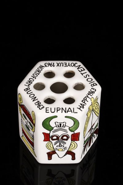 Galbiati.Vasetto portapenne ceramica policroma  - Asta Asta 365 | ARTE AFRICANA, OCEANICA E DELLE AMERICHE - ARTE AFRICANA Tradizionale - Associazione Nazionale - Case d'Asta italiane