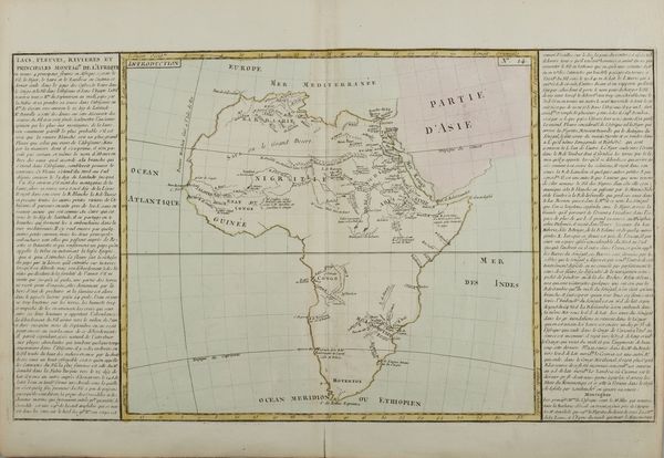 J.B.L. Clouet : Lacs, fleuves, rivieres et principales montagnes de l'Afrique,1787Incisione acquaforte acquarellata su carta vergellata e filigranata.  - Asta Asta 365 | ARTE AFRICANA, OCEANICA E DELLE AMERICHE - ARTE AFRICANA Tradizionale - Associazione Nazionale - Case d'Asta italiane