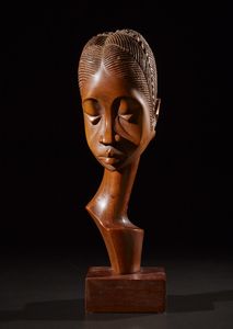 Diansivika : Testa femminile. legno, met� '900  - Asta Asta 365 | ARTE AFRICANA, OCEANICA E DELLE AMERICHE - ARTE AFRICANA Tradizionale - Associazione Nazionale - Case d'Asta italiane