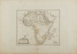 J.B. Poirson - Carta geografica de Africa, 1810.Incisione acquaforte acquarellata su carta.