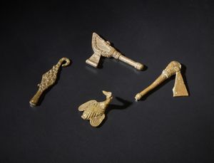 Akan - Ghana e Costa d'Avorio - Lotto composto da 4 pesi per oro.Bronzo.Segni d'uso.