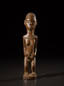 Tabwa - Repubblica Democratica del Congo : Figura femminile.Legno duro a patina lucida.Segni d'uso.  - Asta Asta 365 | ARTE AFRICANA, OCEANICA E DELLE AMERICHE - ARTE AFRICANA Tradizionale - Associazione Nazionale - Case d'Asta italiane