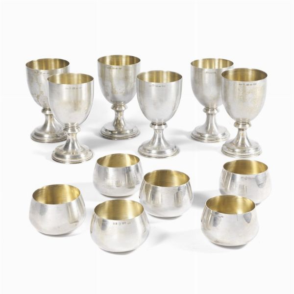 BRANDIMARTE, DODICI BICCHIERI DA ACQUA E DODICI CALICI DA VINO, FIRENZE, SECOLO XX  - Asta Argenti italiani ed europei - Associazione Nazionale - Case d'Asta italiane