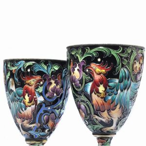 COPPIA DI PICCOLI BICCHIERI, MOSCA,1908-1926, ARGENTIERE MARIA SEMEONOVA  - Asta Argenti italiani ed europei - Associazione Nazionale - Case d'Asta italiane