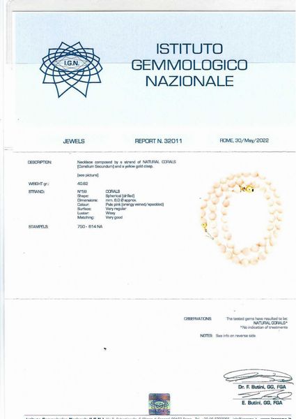 Collana corallo secundum  - Asta Asta 102 - Gioielli, Orologi e Argenti - Associazione Nazionale - Case d'Asta italiane