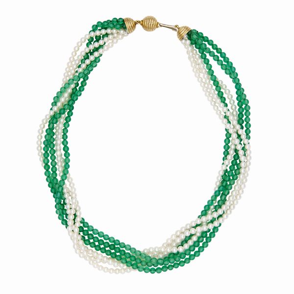Collana con fili perle e sfere verdi  - Asta Asta 102 - Gioielli, Orologi e Argenti - Associazione Nazionale - Case d'Asta italiane