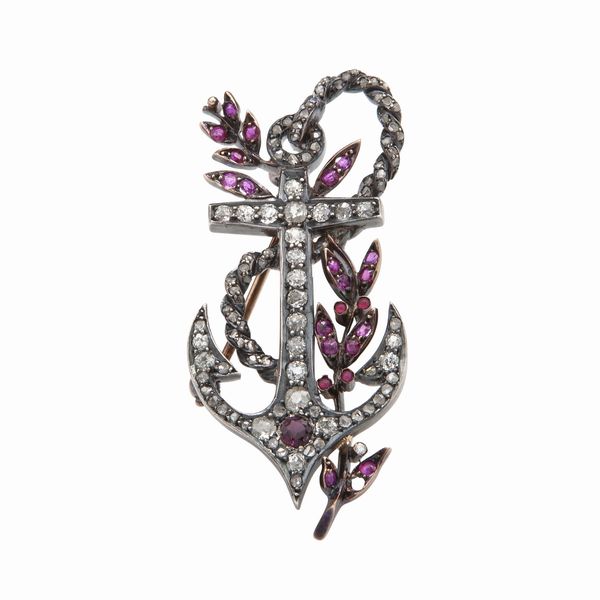 Fine 800, Spilla a forma di ancora  - Asta Asta 102 - Gioielli, Orologi e Argenti - Associazione Nazionale - Case d'Asta italiane