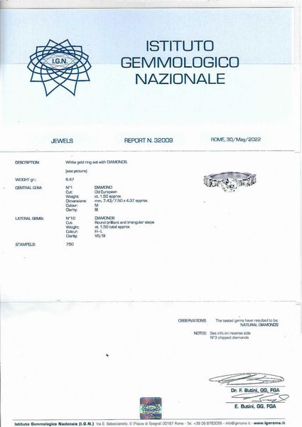 Anello con diamante  - Asta Asta 102 - Gioielli, Orologi e Argenti - Associazione Nazionale - Case d'Asta italiane