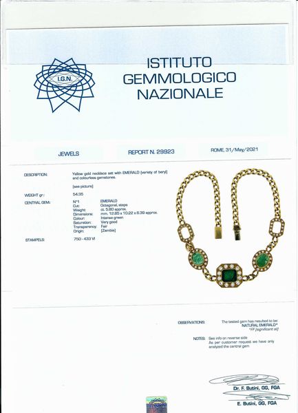 Collana con smeraldo e diamanti  - Asta Asta 102 - Gioielli, Orologi e Argenti - Associazione Nazionale - Case d'Asta italiane