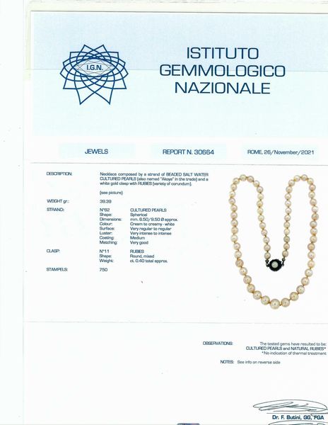 Filo di perle coltivate  - Asta Asta 102 - Gioielli, Orologi e Argenti - Associazione Nazionale - Case d'Asta italiane
