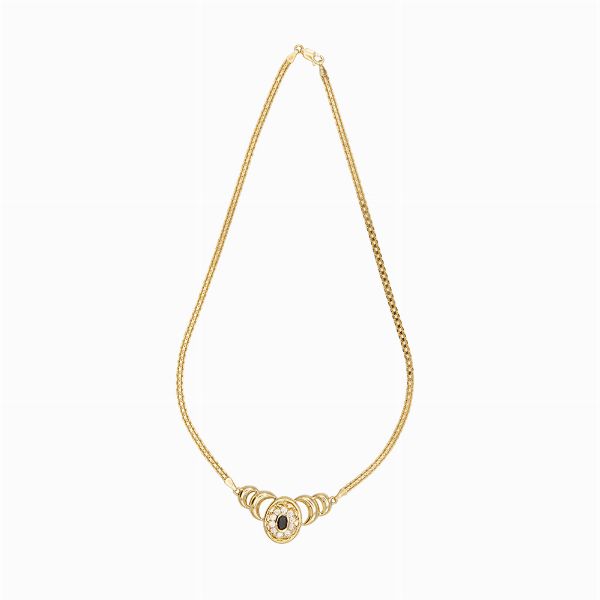 Manifattura Vicenza Italia, Collana con zaffiro e diamanti  - Asta Asta 102 - Gioielli, Orologi e Argenti - Associazione Nazionale - Case d'Asta italiane