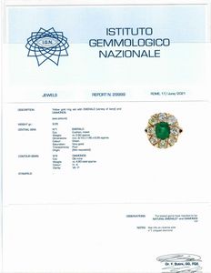 Anello con smeraldo e diamanti  - Asta Asta 102 - Gioielli, Orologi e Argenti - Associazione Nazionale - Case d'Asta italiane