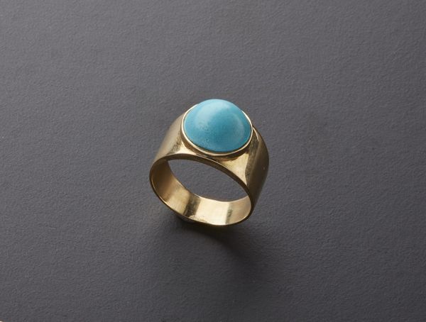 Una parure  collana orecchini ed anello con sfere di turchesi ed oro giallo 750/1000 .  - Asta Asta 366 | GIOIELLI - OROLOGI - Giunonicae Online - Associazione Nazionale - Case d'Asta italiane