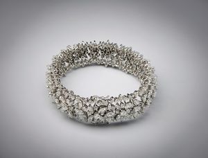 . : Eccezionale Bracciale in oro bianco 750 /1000   con diamanti bianchi taglio a marquise  ed a  brillante per carati:totali  30,62 circa.  - Asta Asta 366 | GIOIELLI - OROLOGI - Giunonicae Online - Associazione Nazionale - Case d'Asta italiane