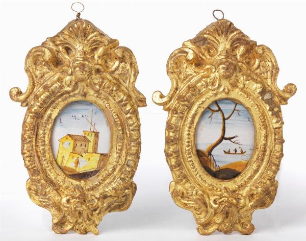 Due ambrogette ovali in maiolica policroma  - Asta Parade I - Arredi e Dipinti Antichi - Associazione Nazionale - Case d'Asta italiane