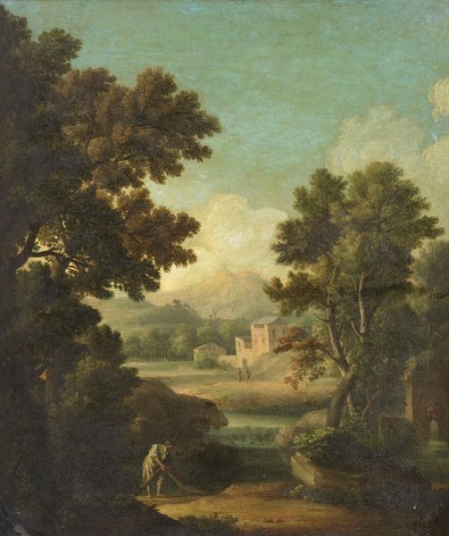 Paesaggio fluviale con figure  - Asta Parade I - Arredi e Dipinti Antichi - Associazione Nazionale - Case d'Asta italiane