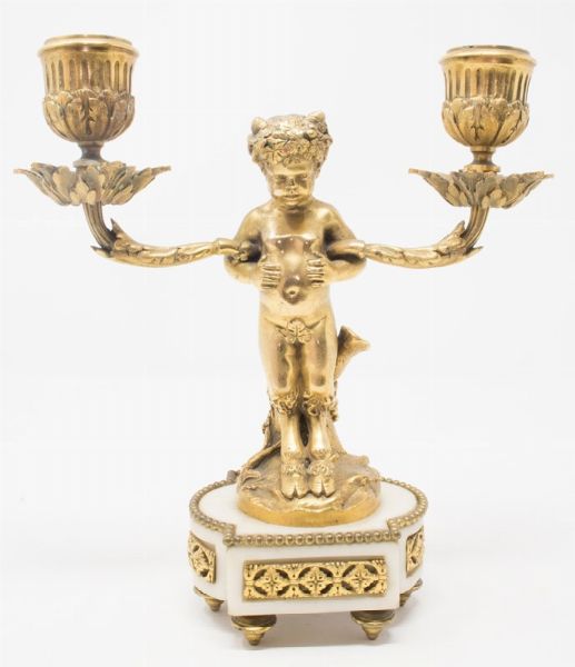Candeliere in marmo bianco e bronzo dorato  - Asta Parade I - Arredi e Dipinti Antichi - Associazione Nazionale - Case d'Asta italiane
