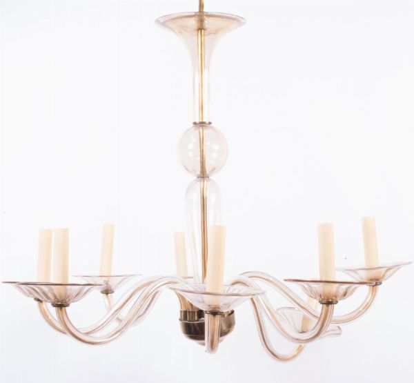 Lampadario in vetro ambrato  - Asta Parade I - Arredi e Dipinti Antichi - Associazione Nazionale - Case d'Asta italiane