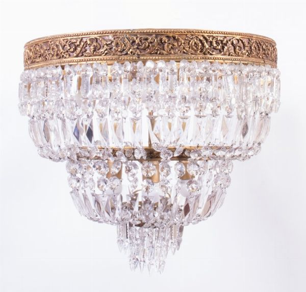 Lampadario a cascata in metallo dorato  - Asta Parade I - Arredi e Dipinti Antichi - Associazione Nazionale - Case d'Asta italiane