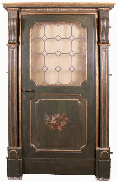 Porta in legno intagliato, dorato e laccato verde  - Asta Parade I - Arredi e Dipinti Antichi - Associazione Nazionale - Case d'Asta italiane